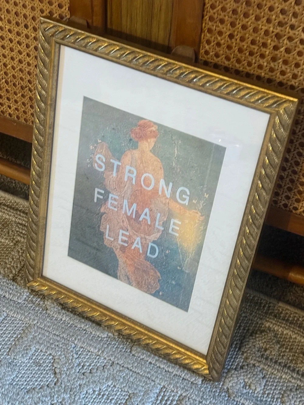 Original Custom strong female lead vintage gold ornate framed wall art 11x14”